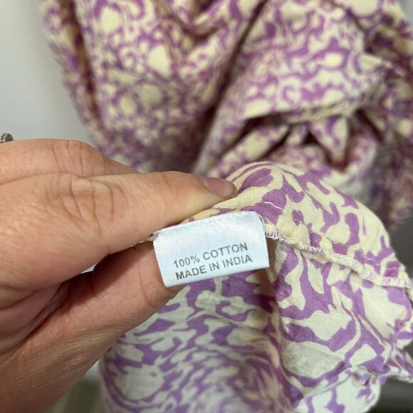 Perry Walker Collective 100% Cotton Smocked Midi Dress Purple Print Size S/M - Picture 3 of 7